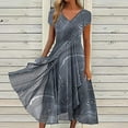 thumbnail image 3 of QJUHUNG Robe Midi Formelle pour Femmes Soirée Été Col en V Manches Courtes T-Shirt Soirée Invité de Mariage Style Asymétrique B-8 Cocktail Gris_i L, 3 of 6