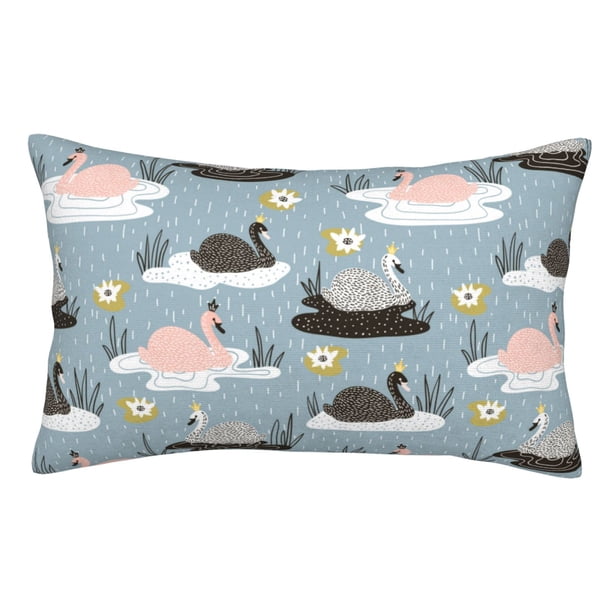 Fotbe Swan Princess On Lake Funda de Almohada Decorativa Estilo Occidental, Lujo en Algodón, Fundas para Almohadas King, Cojín Estampado para Decoración del Hogar-16"x24"