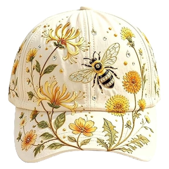 2026 New Garden Morning Baseball Cap Men & Women Botanical Bee Floral Printed Baseball Cap Lightweight Adjustable Casual Sun Hat for Unisex Outdoor Activities Wear