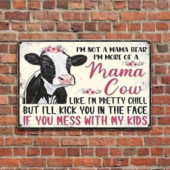 HELLOYOUNG Vintage Metal Cow Wall Art 8x12 Inch Frameless Waterproof Sign, Farmhouse Decor for Kitchen Bar Living Room Country Rustic Wall Decor