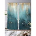 thumbnail image 3 of Turquoise Gold Geometric Sheer Curtains 84 Inch Length 2 Panels Set, Modern Abstract Oil Painting Voile Window Treatment Rod Pocket Curtains Sheers Drapes for Bedroom/Living Room/Kitchen 52"x84"x2, 3 of 7