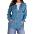 thumbnail image 1 of Suéteres para Mujer, Sudaderas de Punto de Larga con Cremallera, Sudaderas Acanaladas, Sudaderas Casuales Holgadas con Bolsillo. Azul XL, 1 of 8