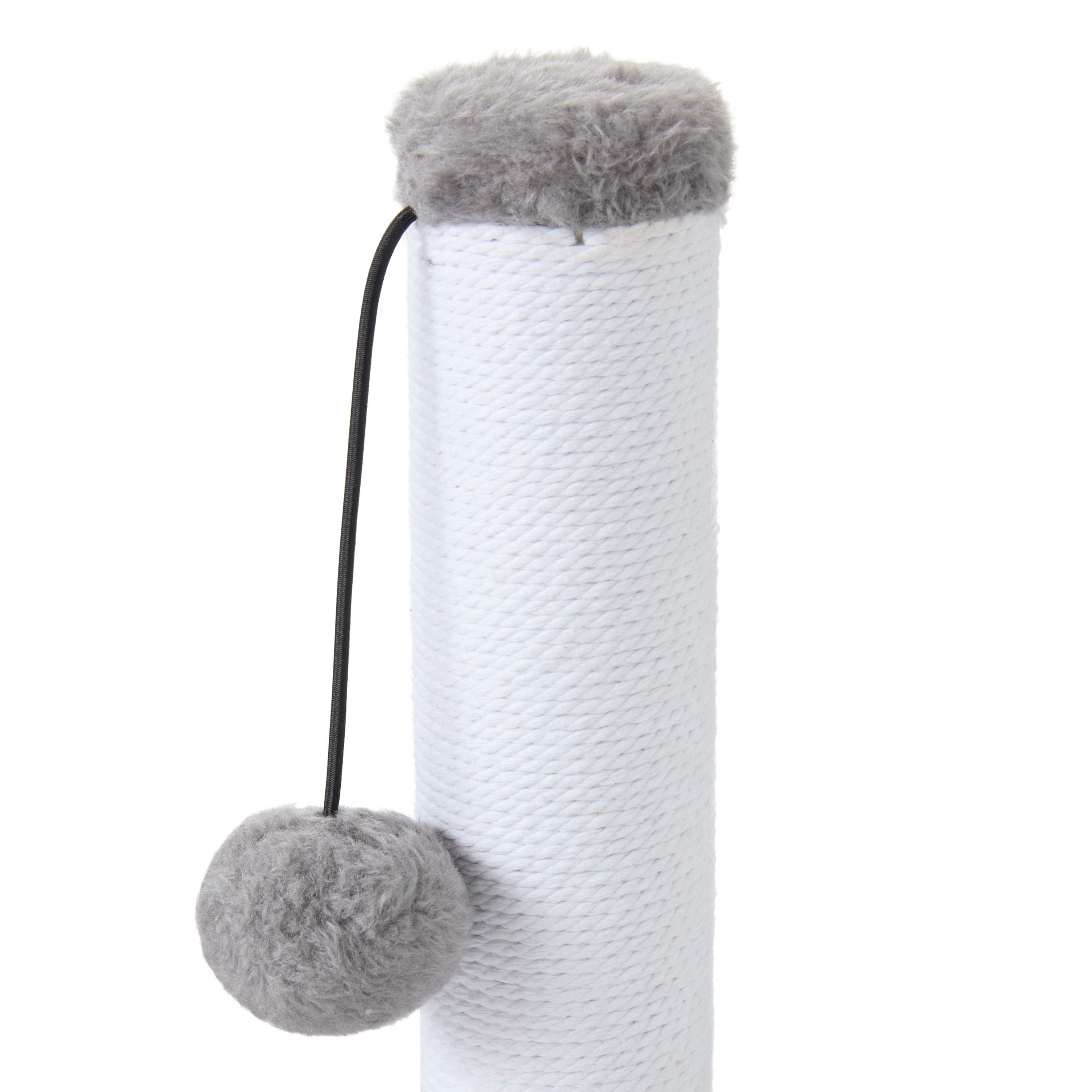 Vibrant Life Cat Scratching Post with Cotton Rope and Dangling Ball, White and Gray