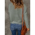 thumbnail image 3 of Asyoly Women Crochet Knit Pullover Sweater Crewneck Long Sleeve Lightweight Solid Color Jumper Tops, 3 of 4