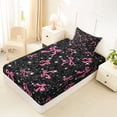 thumbnail image 4 of Erosebridal Glitter Bow-tie Girls Twin Sheet Sets, Black Pink Cartoon Bedding, 3-Piece, 4 of 5