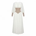 thumbnail image 4 of WPPGONE Wedding Guest Dresses for Women V-Neck Long Sleeve High Waist Draped Maxi A-Line Dress Flowy Swing Party Gown Evening Holiday Wear, 4 of 8
