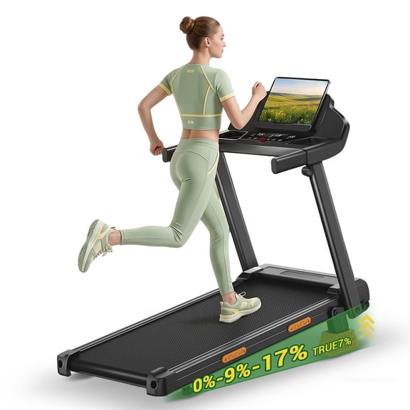 ROBORE 4-in-1 Treadmill with 17% Incline Workouts, Portable Treadmills for Home with Handle, Foldable Treadmills for Home and Office, 300 Lbs Weight Capacity, Three Touch Screen