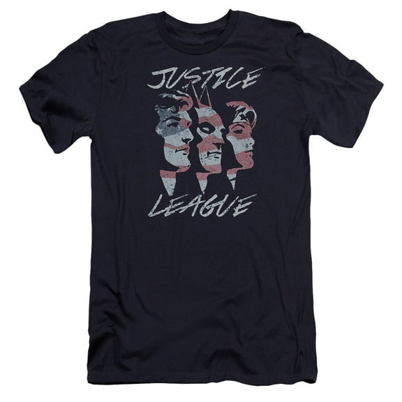 JLA Justice League Justice For America Premium Canvas Adult Slim Fit 30/1 T-Shirt Navy