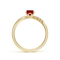 thumbnail image 2 of ANGARA Lab Grown Cushion Rectangular Ruby Bypass Shank Engagement Ring in 14K Yellow Gold for Women (Size-7x5mm) | July Birthstone, Anniversary, Jewelry Gift for Women | Lab Grown Ruby Ring, 2 of 7