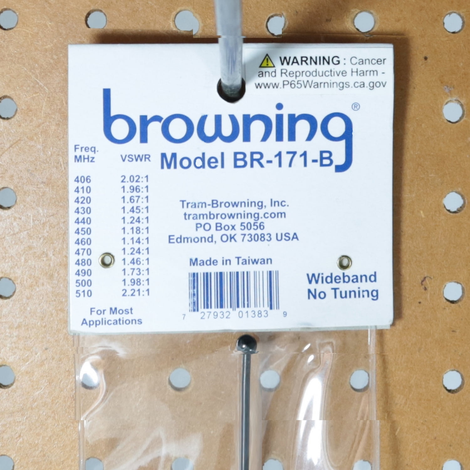 Browning 406 MHz to 510 MHz UHF 4-dBd Gain Pre-Tuned Wideband NMO Antenna, BR-171-B