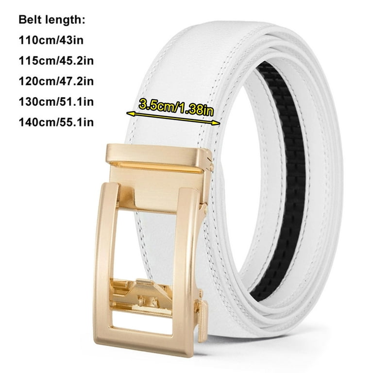 mens dress belt gold buckle Marshal Men's Genuine Leather Ratchet Dress Belt With Automatic Buckle