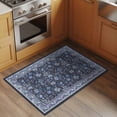 thumbnail image 2 of Navy Blue Floral Boho Entryway Rug 2'x3'&nbsp; Non Slip Front Door Mats, Ethnic Tribe Abstract Art Flower Entrance Rugs Indoor Outdoor Carpet, Washable Floor Mats Small Area Rug for Bedroom Kitchen, 2 of 8