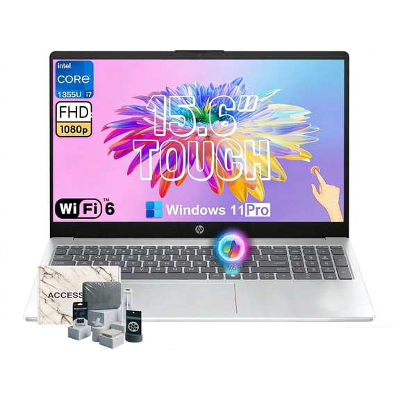 HP 15.6 Touchscreen Laptop Computer for Business, Intel 10-Core i7-1355U, 32GB RAM, 1TB SSD, 15.6" FHD Touch Screen, Intel Iris Xe GPU, Wi-Fi 6, Copilot, Windows 11 Pro