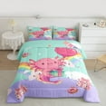thumbnail image 2 of jejeloiu Kawaii Cartoon Axolotl Bedding Comforter Set,Cute Rainbow Stripes Twin Comforter Sets,Girls Gifts Bedding Set For Kids,Microfiber Bedroom Decor Reversible,2 Pieces, 2 of 8