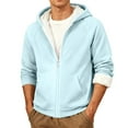 thumbnail image 2 of GrmtClth Fleece Hoodies for Men Heavyweight Winter Sherpa Lined Zip Up Hooded Sweatshirt Fashion Thermal Long Sleeve Jacket Coats Light Blue M, 2 of 8