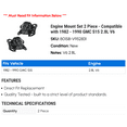 thumbnail image 2 of Engine Mount Set 2 Piece - Compatible with 1982 - 1990 GMC S15 2.8L V6 1983 1984 1985 1986 1987 1988 1989, 2 of 2