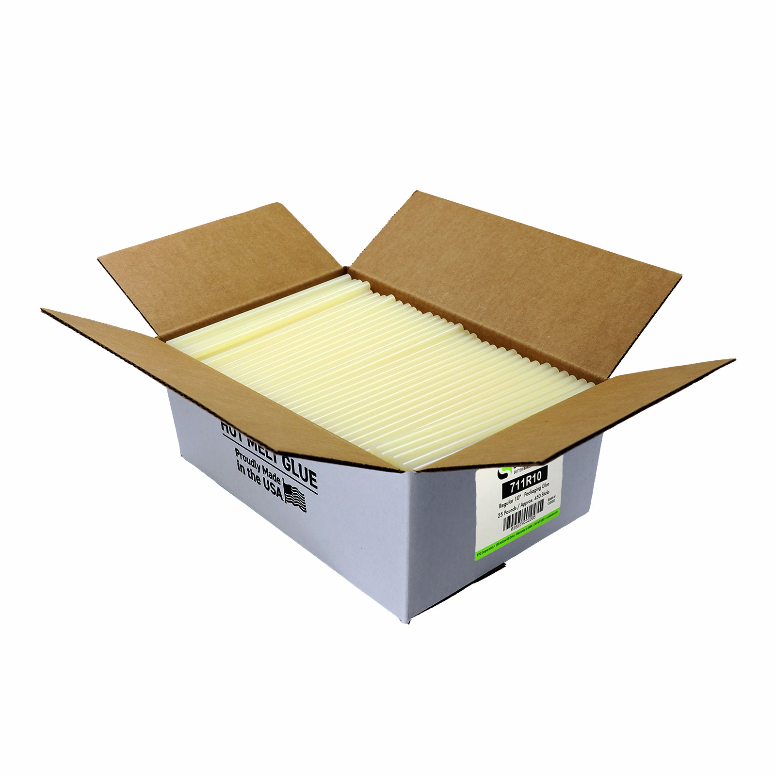 Surebonder Hot Glue Sticks for Packaging, High Temp, Standard Full Size 7/16" x 10" Length, 25 lb. Box, 450 Glue Sticks, Light Amber Color - Made in USA (711R10)