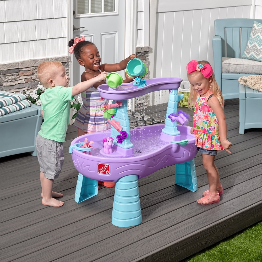 rain showers splash pond sand and water table step2
