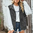 thumbnail image 2 of MuZeFu Women's Oversized Denim Vest Women's Oversized Denim Mid Long Jean Sleeveless Jackets Distressed Coat, 2 of 6