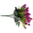 thumbnail image 3 of 2pcs Artificial Rose Bouquet Simulation Floral Decor Home Office Plastic Fake Rose Flower, Purple Red, 3 of 9