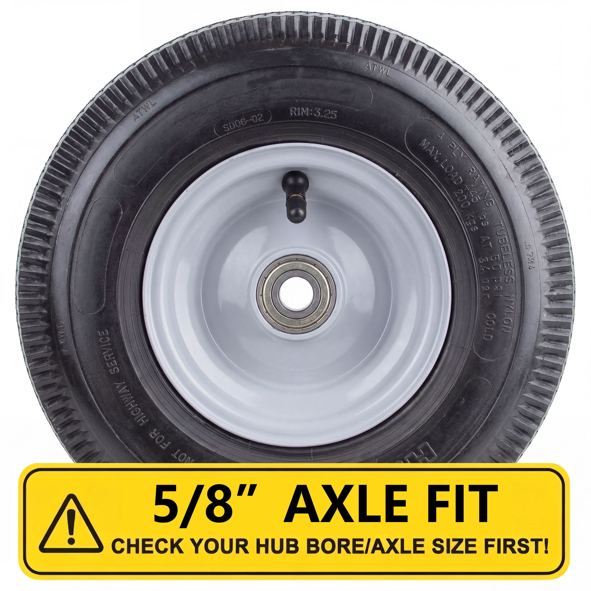 Hi-Run Sawtooth 4.10/3.50-4 4PR Pneumatic Wheelbarrow Tire Wheel 5/8" Axle Bore