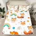 thumbnail image 2 of Feelyou Funny Jungle Fox Bed Sheets for Boy, Cartoon Rainbow King Sheets, Flower Love Heart Sheet Set, Luxury Bedroom Decor, 4 Pieces, 2 of 7