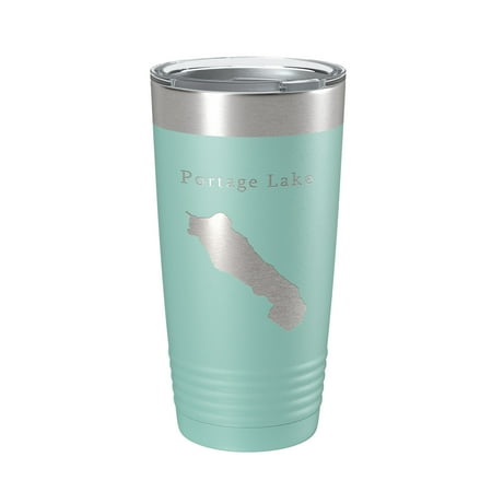 

Portage Lake Map Tumbler Travel Mug Insulated Laser Engraved Coffee Cup Alaska 20 oz Teal