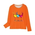 thumbnail image 4 of Baby Toddlers Long Sleeve Tee Shirts Long Sleeve Round-Neck Blouses & Shirts Girls Long Sleeve Prints Shirts Cute Crewnecks Tops Dressy Casual Blouses Clothes Orange 4 Years, 4 of 5