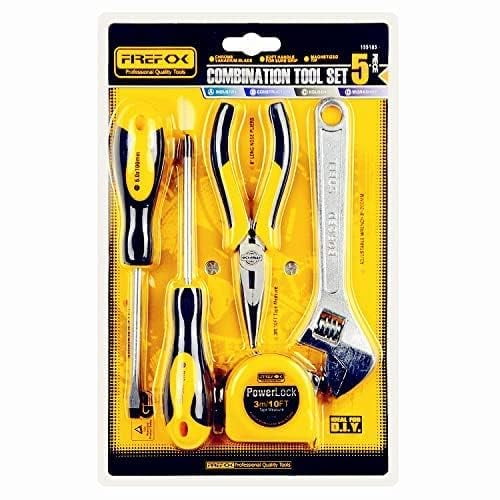 5pcs Screw Driver Plier, Measure Tape, Adjustable Wrench Kit Combination | Includes Essential Tools, Screwdrivers, For Diy | Durable Construction, Long-Lasting Performance & Reliability