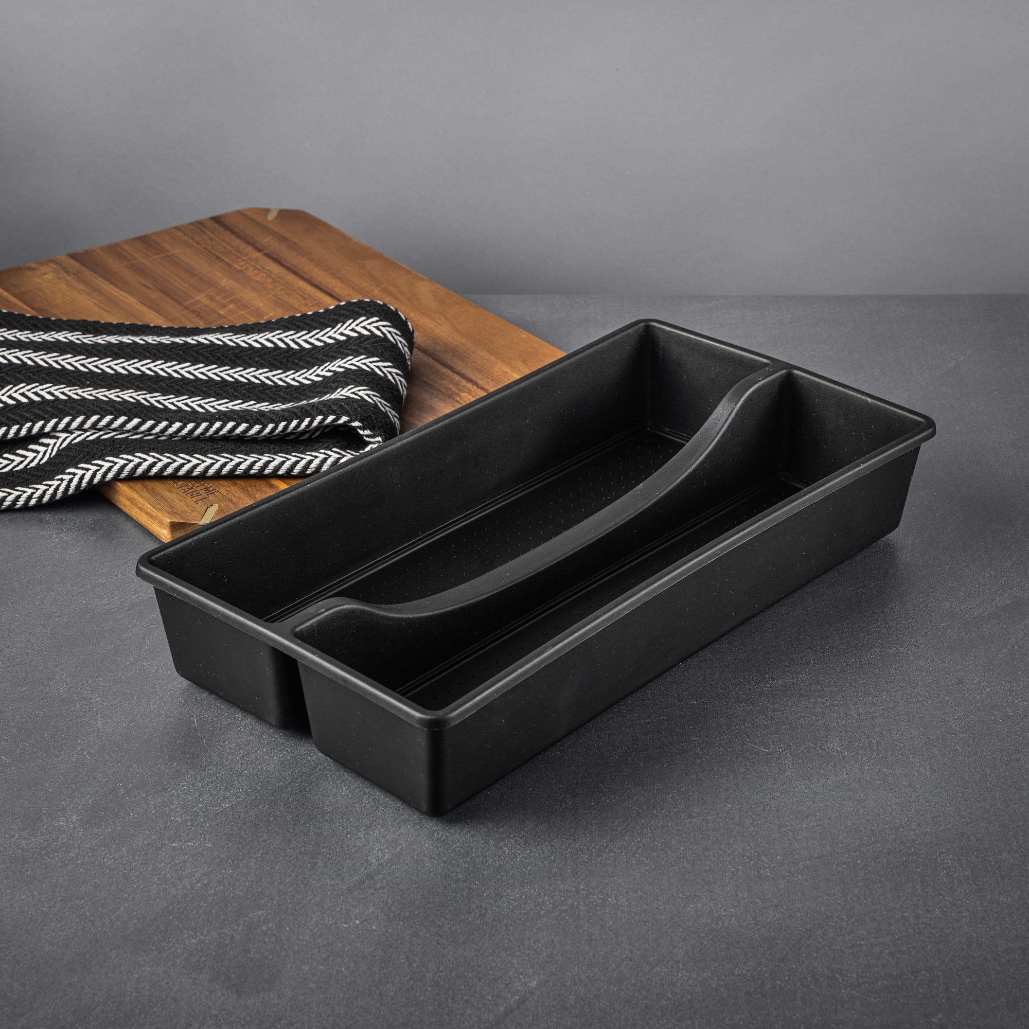 (2 pack) Thyme & Table Black Gold Speckle Utensil Drawer Organizer, 2 Compartments
