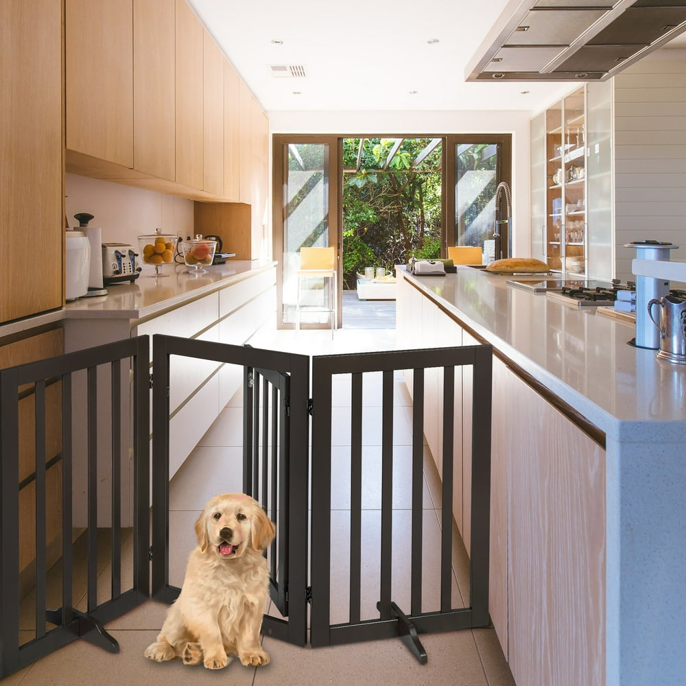 Veryke Dog Gate, Safety Gates for Pets, 3 Panel Freestanding Folding