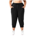 thumbnail image 2 of Utoimkio Women's Plus Size Drawstring Elastic High Waist Capri Jogger Pants,Cuffed Ankle Cropped Sweat Joggers with Side Pockets for Workout & Daily Casual Wear, 2 of 6