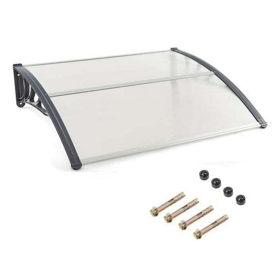 48" x 40" Window Awning, Awnings for Doors, with Hollow Sheet, Rain Snow Sunlight, Outdoor Awning Canopy Exterior for Porch, Deck, Patio, Balcony, Gray