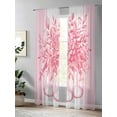 thumbnail image 4 of Eucalyptus Leaf Bottle Sheer Curtains 2 Panels Set Watercolor Floral Plant Pink Stripes Lihgt Filtering Rod Pocket Voile Drape, Semi Sheer Window Curtains for Bedroom Living Room, 52"x84", 4 of 5
