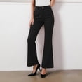 thumbnail image 6 of Htigea Women's Flared Leg Work Pants High Waist Buttons Zipper Fly Dressy Pant Solid Color Business Office Commute Trousers with Pockets Black S, 6 of 9