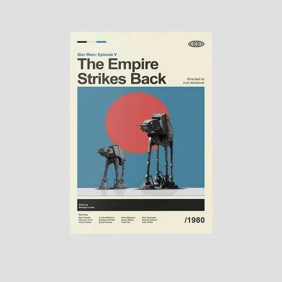 The Empire Strikes Back Poster, Mid Century Star Wars Poster, Retro Movie Print, Modern Vintage Movie Posters Size 24''x36'' - Postora