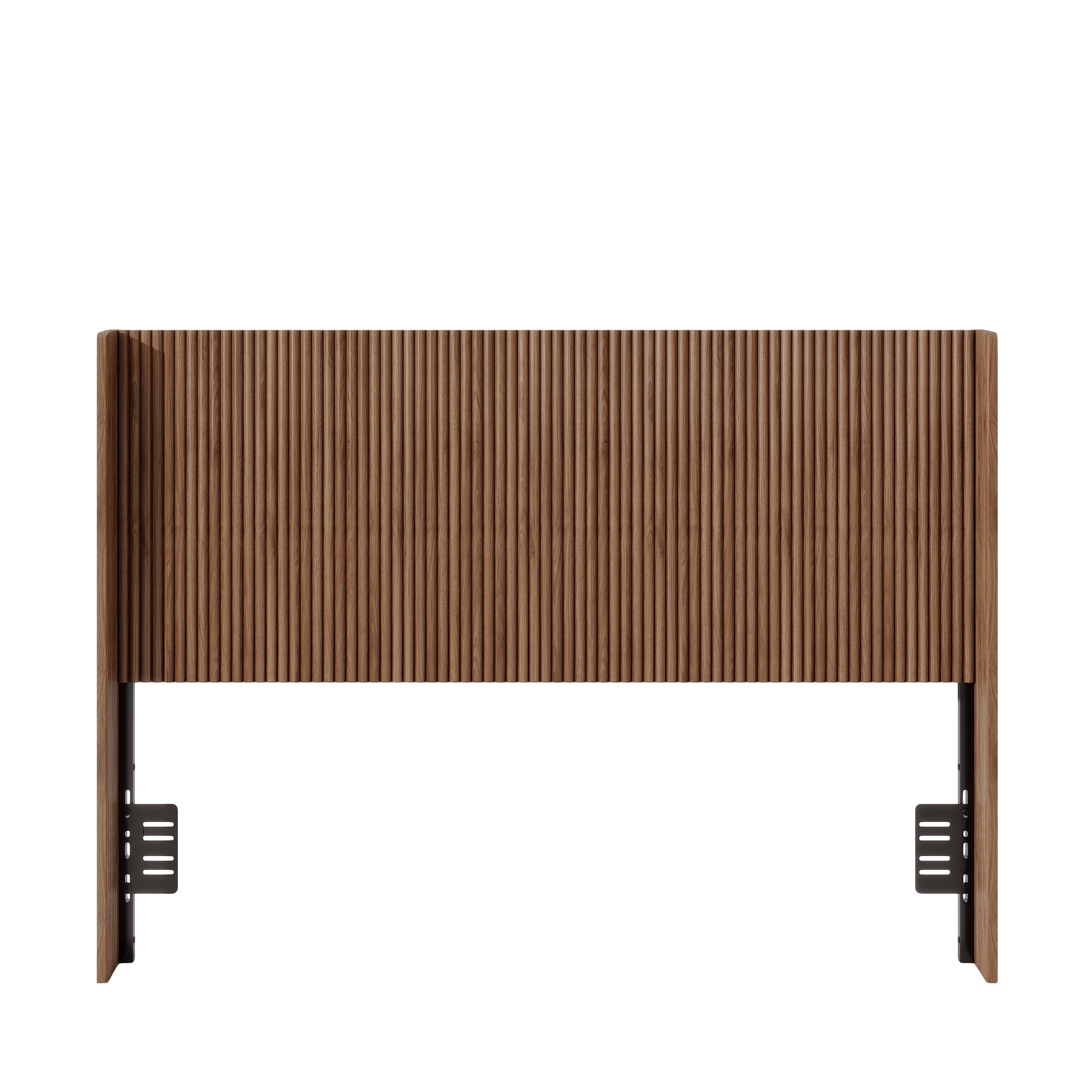 Fluted Headboard Queen Size 61.57 Inch, Freestanding Wooden Bed Headboard with Adjustable Brackets, Vertical Ribbed Headboard for Twin Full Queen Bed, Walnut