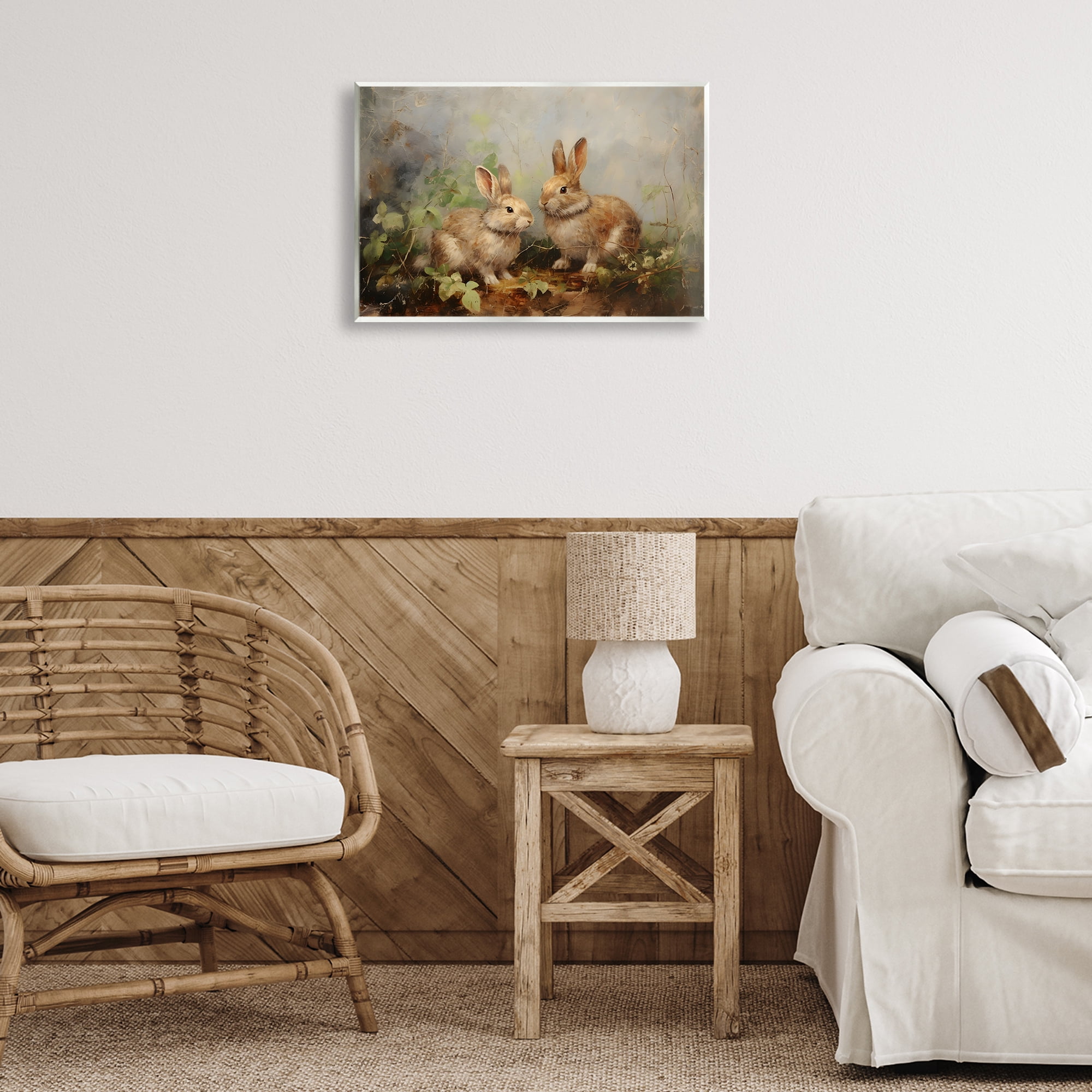 Stupell Industries Wild Rabbits in Nature Animals & Insects Painting Unframed Art Print Wall Art, 19 x 13
