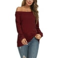 thumbnail image 2 of PPYOUNG Womens Off Shoulder Long Sleeve Blouses Casual Tunic Tops, 2 of 4