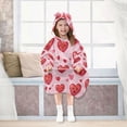 thumbnail image 7 of Wearable Blanket with Sleeves and Pocket Oversized Hooded Sweatshirt 3-14 YR Heart-shaped Emoticons S, 7 of 7