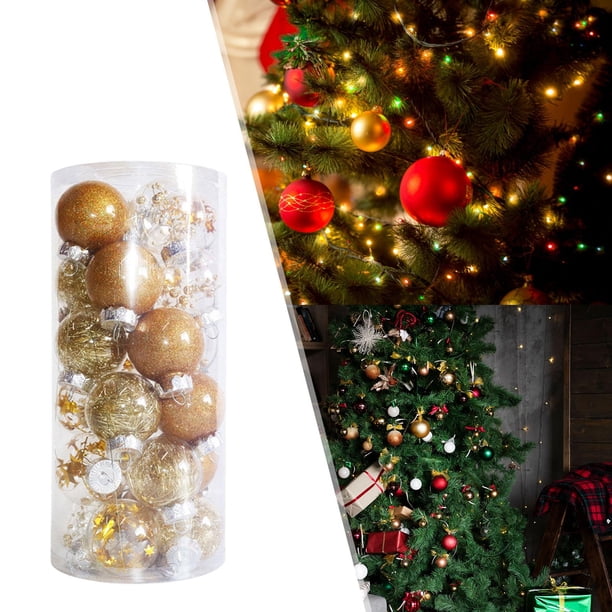 Adornos navideños BLESIY 24 piezas bolas colgantes de arbol de Navidad Oro