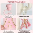 thumbnail image 3 of Sinekong 4pcs Letter Charm for Tumbler Cup, 1 Charm for Tumbler Handle Pearl Keychain Personalized Charm Letter M, 2 Straw Topper, 1 Letter Stickers, 3 of 8
