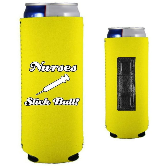 Nurses Stick Butt Magnetic Slim Can Coolie (Yellow)
