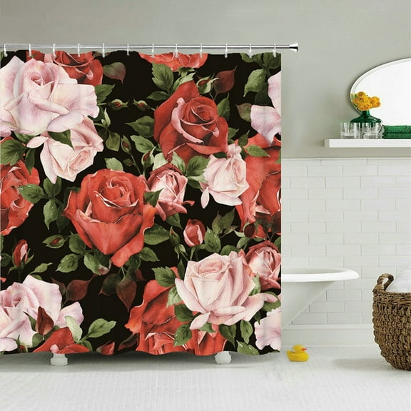 High Quality Flowers Pattern Shower Curtains Waterproof Bathroom Curtain European Retro Bath Curtain With Shower Curtain