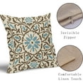 thumbnail image 4 of Brown Blue Boho Pillow Covers 16 X 16 Inch Bohemian Ethnic Carpet Style Vintage Flower Print Decorative Throw Pillows Outdoor Linen Cushion Case Farmhouse Decor for Home Sofa Bed Set of 2, 4 of 6