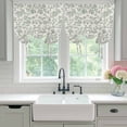 thumbnail image 5 of Pastoral Flowers Tie Up Curtain 45 Inches Long, Fruit Green Flower Vintage Linen Texture Balloon Style Kitchen Window Curtain Over Sink, Small Window Rod Pocket Curtain 42"x45", 5 of 9