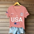 thumbnail image 2 of Women's Tops, Tees & Blouses Gsakboxl Women Trendy V Neck Patriotic Tee 250th Anniversary American Flag Print Short Sleeve Casual Graphic T Shirt For Young Holiday Summer Tops for Women XL, 2 of 5