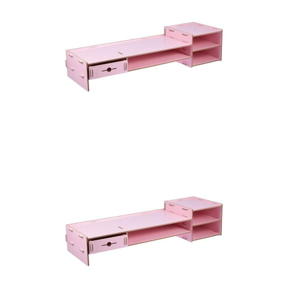 unbranded 2pcs Creative Monitor Riser Stand Desktop Monitor Stand Drawer Type Storage Rack
