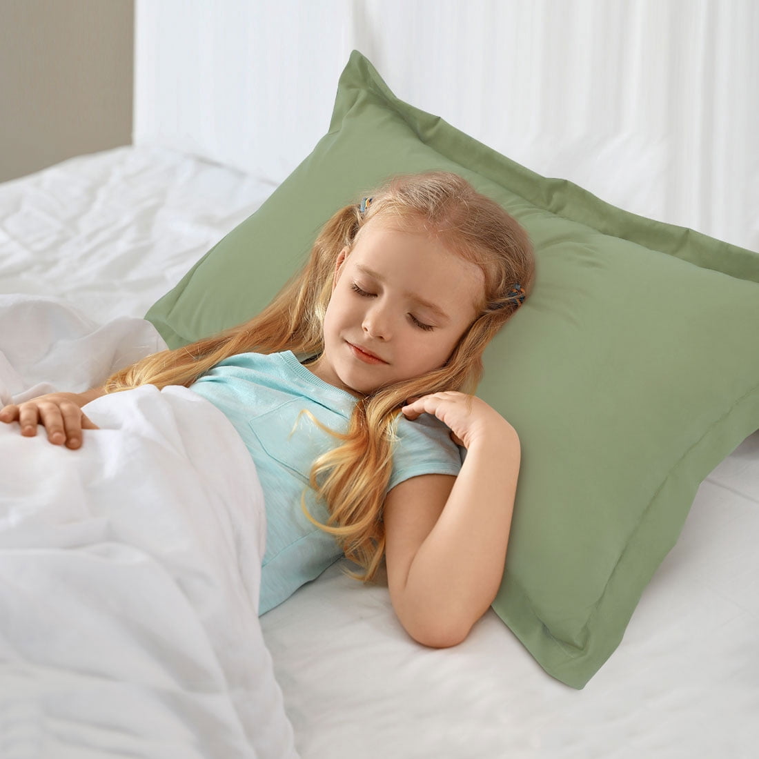 Unique Bargains 4-Pack Envelope Closure Pillow Sham No Zipper Queen Sage