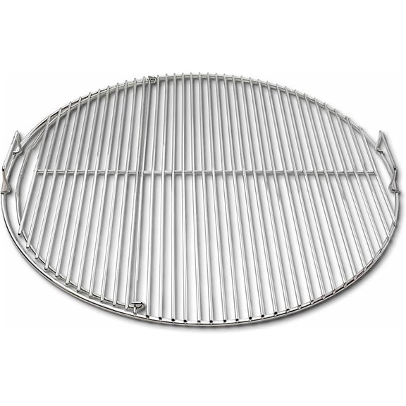 SnS Grills EasySpin Charcoal Grill Cooking Grate, 304 Stainless Steel, Large Hinged Opening, Perfect for 2-Zone Cooking, Replacement Grate Compatible with Weber & Other Grills - 18” Inches